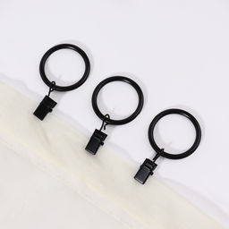 Кольцо для карниза, с зажимом, d=32/40 мм, 10 шт., чёрное