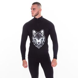 Термобельё мужское НАЧЁС (фуфайка, кальсоны) принт волк, цвет чёрный, размер 50
