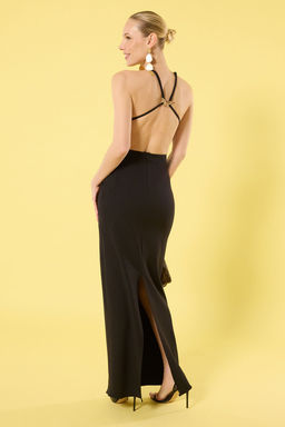 TRENDYOLMILLA Siyah Aksesuar Detayl? Dokuma Uzun S?k Abiye & Mezuniyet Elbise TPRSS25AE00120 фото 2