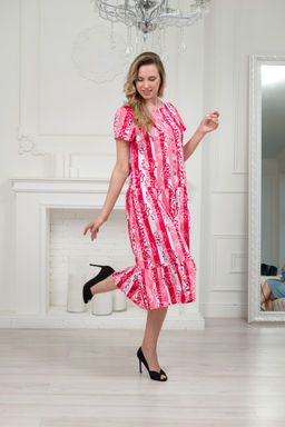 Платье женское из кулирки Кармелита малиновая роза