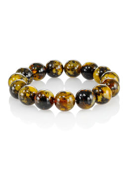 Яркий браслет Метеорит текстурный из натурального формованного янтаря