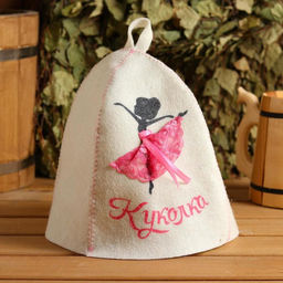 Шапка для бани Куколка, принт, войлок