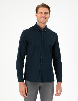 Lacivert Regular Fit Uzun Kollu G_mlek