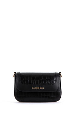 Женская черная сумка через плечо из крокодиловой кожи - U.s. polo assn фото 3