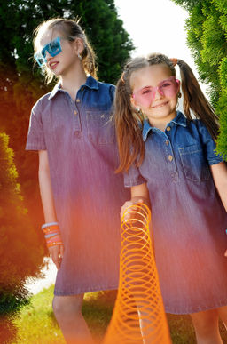 Джинсовое платье с коротким рукавом для девочки Happyfox