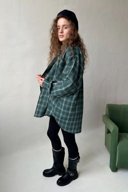 Рубашка женская HUG077/14/Зеленый, бежевый