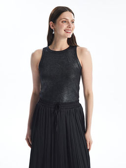 Bisiklet Yaka Parlak G?r?n?ml? Kad?n Atlet