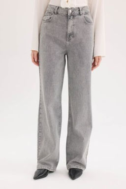 90s Wide Leg Yuksek Bel Uzun Jean Y?kamal? Pantolon