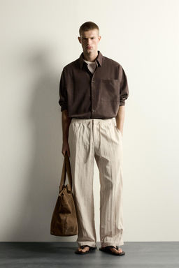 PANTAL?N T?CNICO RELAXED FIT EFECTO ARRUGADO / Beige