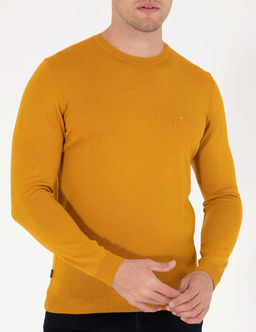 Safran Slim Fit Bisiklet Yaka Y_n Kar___ml_ Basic Triko Kazak - Pierre cardin фото 6