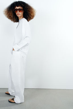 CAMISETA COMBINADA MANGA LARGA / Blanco - Zara фото 5