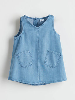 V Yaka K?z Bebek Jean Elbise