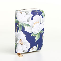 Кошелёк на молнии Букет, маленький, синий