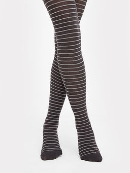 Цена за 3 пары! Колготки детские графитово-серые с рисунком в виде узких поперечных полосок - Mark formelle фото 2