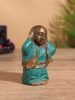 Сувенир «Монах», 5×4×8 см, бронза, бирюзовый