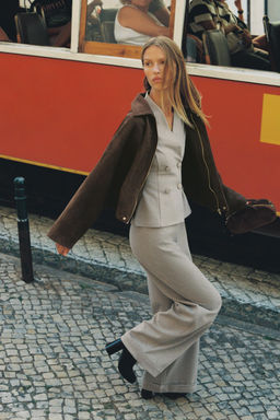 WIDE-LEG TWILL TROUSERS
