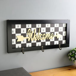Крючки декоративные дерево "Шахматка. Welcome" 16,5х37х3,3 см