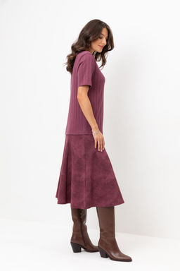 ЕВТ 7024/сливовое вино,эффект замши юбка жен