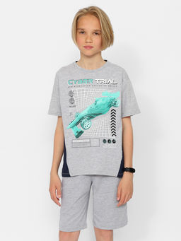 CRB wear/CSJB 90185-11-374 Комплект для мальчика (футболка, шорты),светло-серый меланж/Ex.Cherubino