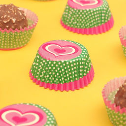 Цена за 300 шт. Форма для выпечки кексов бумажная UPAK LAND «Сердце», 3.5×2 см, одноразовая, зелёная