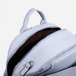 Рюкзак женский из искусственной кожи на молнии, 4 кармана, сумка, цвет серо-голубой - Simaland фото 5