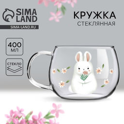 Кружка стеклянная «Зайка», 400 мл