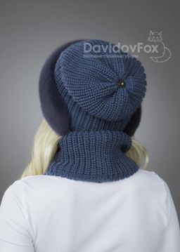 шапка Ника норка трикотаж байкал - Davidovfox фото 4