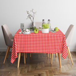 Скатерть рогожка 145х180 Fine Line рис 62065 вид 2 Красно белая клетка