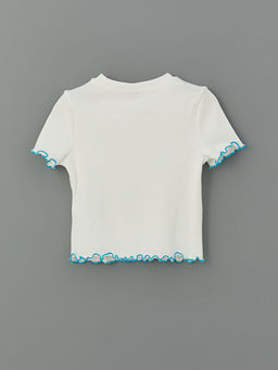 Bisiklet Yaka K?z ?ocuk Crop Ti??rt