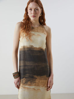 Bisiklet Yaka Desenli Elbise