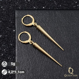 Серьги металл Шипы удлинённые, цвет золото