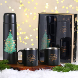 Подарочный набор новогодний «Тепла и уюта в новом году»: термос 500 мл, кружка 2 шт.