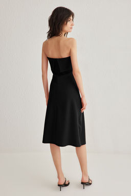 Siyah Straplez A Line/Can Kesim Midi Orme Elbise TWOSS25EL00070 - Trendyolmilla фото 5