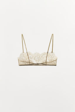 BRALETTE BANDEAU ENCAJE BORDADOS FLORES / Crudo - Zara фото 9