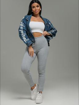 Бритни леггинсы женские (серый меланж)