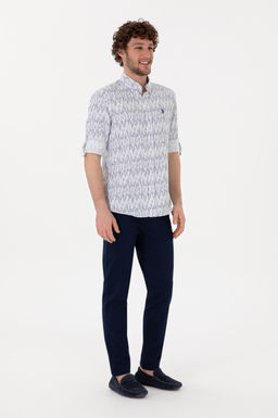 Erkek Lacivert Slim Fit Kanvas Pantolon