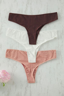 TRENDYOLMILLA Kahverengi-Cok Renkli 3lu Paket Micro Tanga Orme Kulot THMSS25KU00044  фото 2