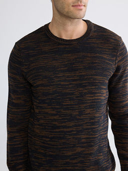 Bisiklet Yaka Desenli Erkek Triko Kazak