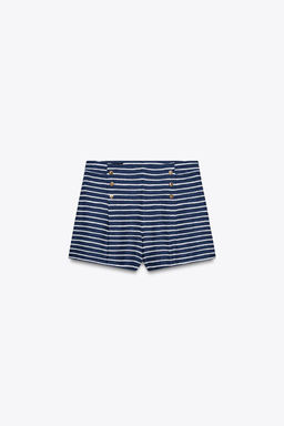 STRIPED LINEN BLEND BERMUDA SHORTS - Zara фото 3