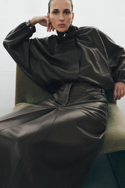 ZW COLLECTION PLEATED LEATHER EFFECT SKIRT - Zara фото 3