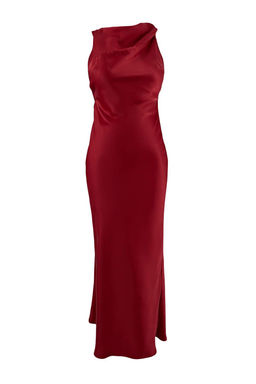Limited Edition K?rm?z? Dokuma Saten Midi Astarl? S?k/Gece Elbise TPRSS26EL00057 - Trendyolmilla фото 4