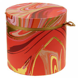 Коробка подарочная д20х18,8см "Акварель" розовые тона, с золотом, с лентой (Китай)