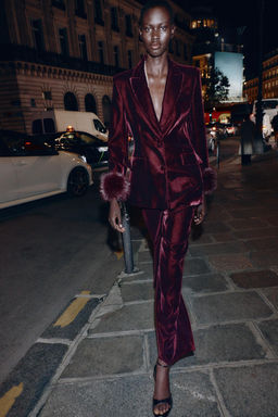 VELVET WIDE-LEG TROUSERS