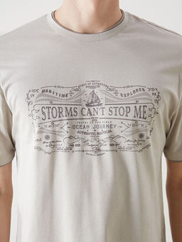 Bisiklet Yaka K?sa Kollu Bask?l? Penye Erkek Ti??rt