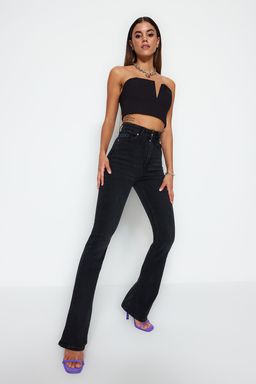 TRENDYOLMILLA Siyah More Sustainable Yuksek Bel Flare Jeans TWOSS23JE00063  фото 25