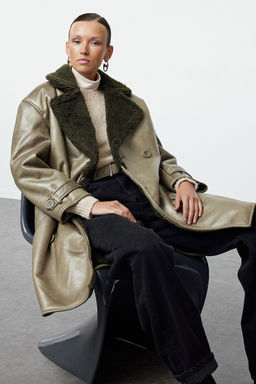 Haki Yakas? Kurk Detayl? Oversize Uzun Kaban TWOAW25KB00000