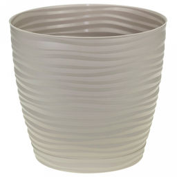 Кашпо для цветов пластмассовое "Дюна" 1,7л, д15см, h14см, с пристегнутым поддоном, кремовый (Россия)