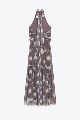 CUT-OUT PRINTED TULLE LONG DRESS - Zara фото 15
