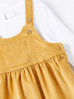 Kare Yaka K?z Bebek Salopet ve Ti??rt 2li Tak?m - Waikiki фото 2