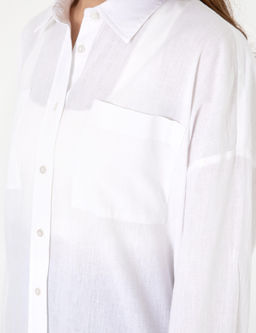 Beyaz Oversize Keten Kar___ml_ Uzun Kollu G_mlek - Pierre cardin фото 7